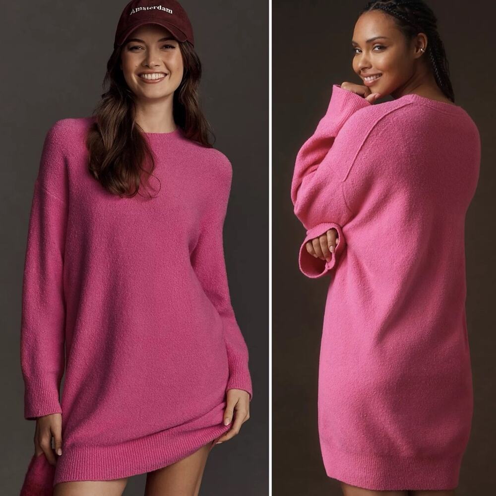 ANTHROPOLOGIE Daily Practice Hot Pink Sweater Dress Size Large - Picture 6 of 6